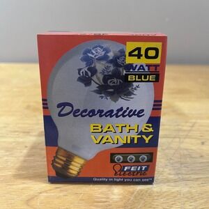 Vtg Feit Electric Blue Floral Rose Decorative Light Bulb 40W G25 Bath Vanity NIB